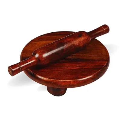 Handcrafted Sheesham Wood Chakla Belan Set - Rolling Pin and Roti, Chapthi Maker Combo for Kitchen